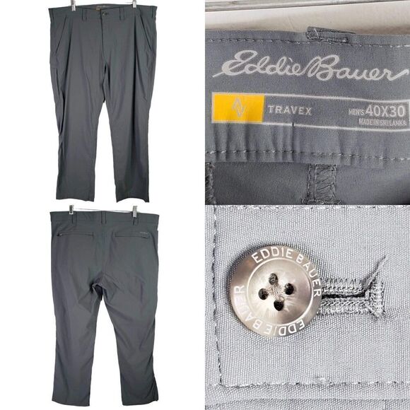 Eddie Bauer Travex Pants Men's 40x30 Gray Straight Leg Nylon Hiking - Picture 1 of 9